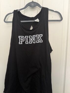 PINK Victoria's Secret Black Logo Racerback Tank